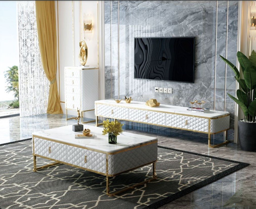 JVmoebel Wohnzimmer-Set Wohnzimmermöbel Set in Weiß: Sideboard, Couchtisch, Kommode, Made in Europa JVmoebel Wohnzimmer-Set Wohnzimmermöbel Set in Weiß: Sideboard, Couchtisch, Kommode, Made in Europa von JVmoebel