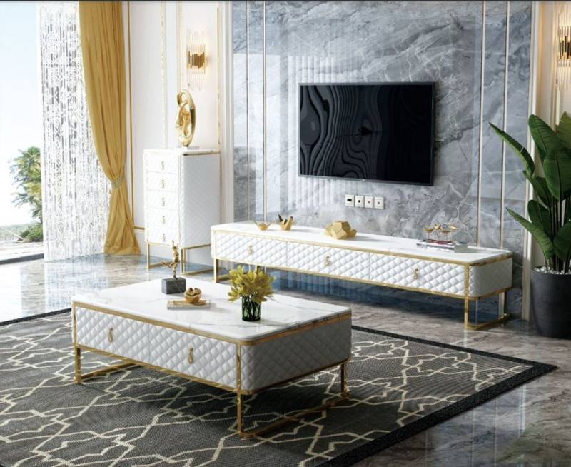 JVmoebel Wohnzimmer-Set Wohnzimmermöbel Set in Weiß: Sideboard, Couchtisch, Kommode, Made in Europa JVmoebel Wohnzimmer-Set Wohnzimmermöbel Set in Weiß: Sideboard, Couchtisch, Kommode, Made in Europa von JVmoebel