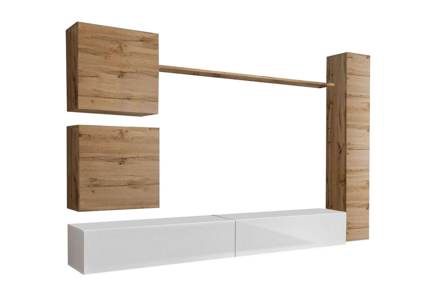 JVmoebel Wohnzimmer-Set Wohnzimmermöbel Wohnwand Designer Wand Regal TV-Ständer, (7-St., 1x Wohnwand + 2x TV Ständer + 3x Wandschrank + 1x Wandregal), Made in Europa von JVmoebel