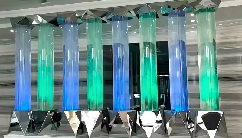 JVmoebel Zimmerbrunnen Wasser Säule xxl 50x300cm big Wasserwand Säulen Wand Trennwand Led, Made in Europa von JVmoebel