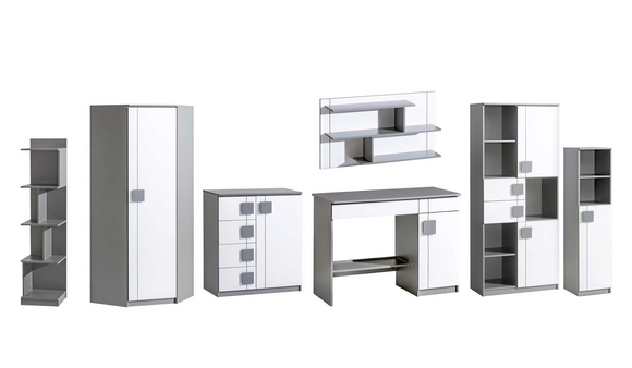 Kinderzimmer Jugendzimmer 7 tlg. Möbel Eck Kleiderschrank Schreibtisch von JVmoebel