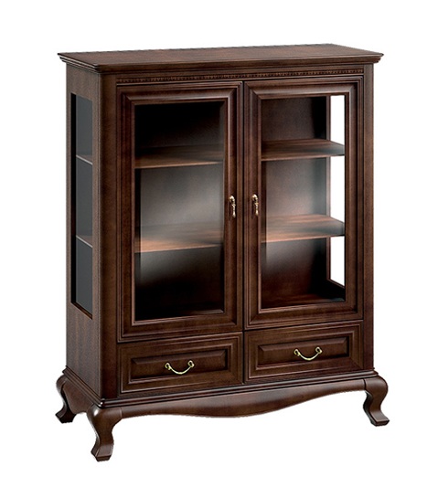Klassische Vitrine Vitrinenschrank Schrank Echtholz Vitrinen V-W 3-4 Glasschrank von JVmoebel