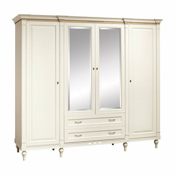 Klassischer Schrank Kleiderschrank Massiv Landhaus Großer Spiegelschrank FL-D4 von JVmoebel