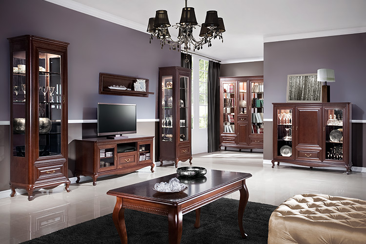 Komplett Wohnzimmer Set Massiv Vitrine Kommode Tisch RTV Klassisch Komplett Wohnzimmer Set Massiv Vitrine Kommode Tisch RTV Klassisch von JVmoebel