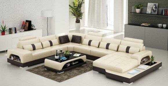 Leder U Form Wohnlandschaft Couch Big XXL Sofa Polster Ecke Garnitur von JVmoebel
