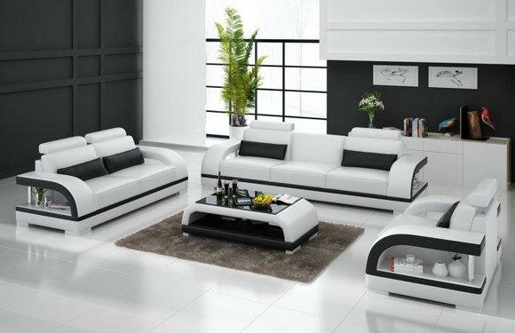 Ledersofa 3+2+1 Sitzer Couch Garnitur Designersofa Polstergarnitur Sofa von JVmoebel