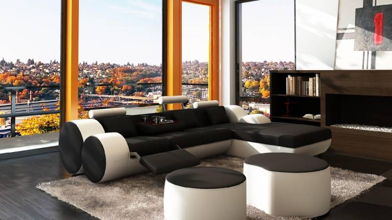 Ledersofa Couch Sofa Ecksofa Modell Wohnlandschaft Madrid II von JVmoebel