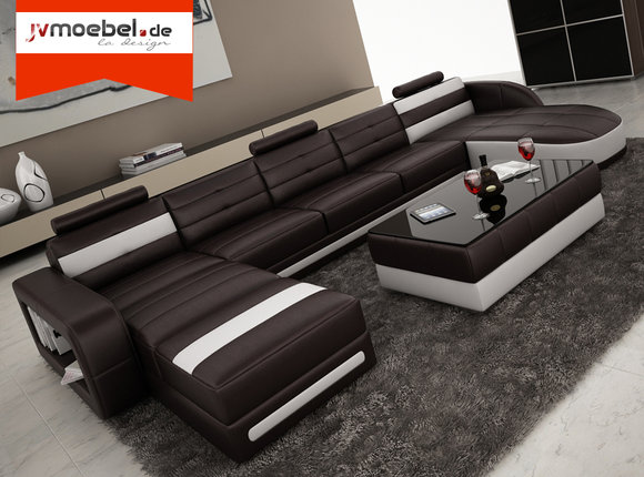 Ledersofa Sofa mit 2 Chaiselongues Colo 3 von JVmoebel