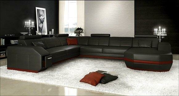 Ledersofa Wohnlandschaft XXL Ecksofa Bigsofa Design Couch Garnitur von JVmoebel