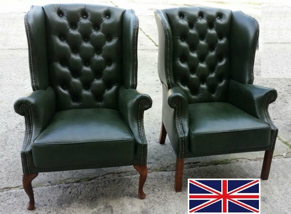 Ohrensessel Chesterfield Ledersessel Sessel Italienisches Rindsleder Leder Couch Sofa von JVmoebel