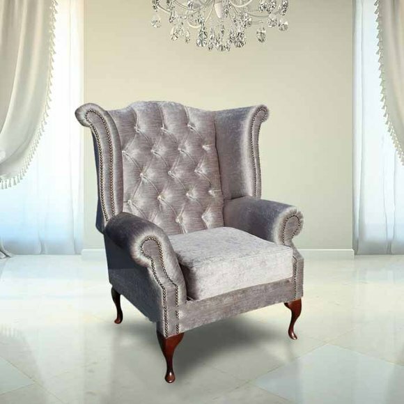 Ohrensessel Chesterfield Sessel Sitz Club Lounge Fernseh Sofa Kino Media Silber von JVmoebel