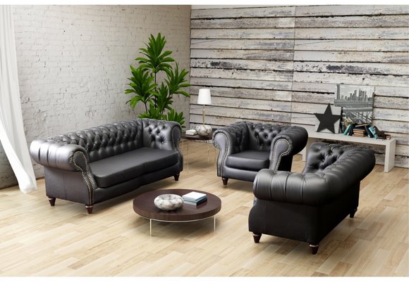 SOFAGARNITUR LEDERSOFA SOFA COUCH POLSTER LEDER GARNITUR von JVmoebel