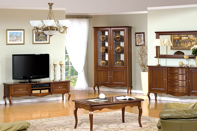 Schrank Klassische Vitrine Vitrinenschrank Massivholz Echtholz - Model PR-W2 von JVmoebel