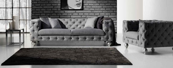 Sofagarnitur Chesterfield Set 252cm + Sessel Sofa Couch designer Sofa von JVmoebel