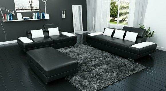 Sofagarnitur Ledersofa 3+2 Polster Couch Sofa Set Garnitur + Hocker Sofas Sofagarnitur Ledersofa 3+2 Polster Couch Sofa Set Garnitur + Hocker Sofas von JVmoebel