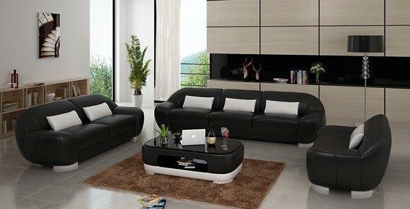 Sofagarnitur Sofa Couch Polster Leder Sitz Komplett Sofas Set 3+2+1 Homberg-S von JVmoebel