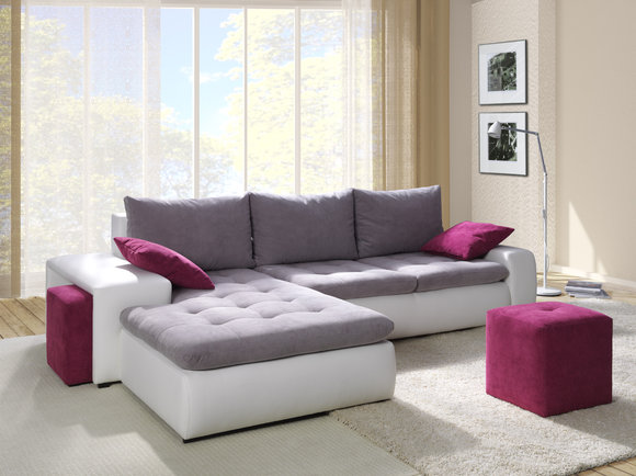 Textil Eckcouch Ecksofa 185 x 280cm oder 280 x 185cm inkls. Bettfunktion von JVmoebel