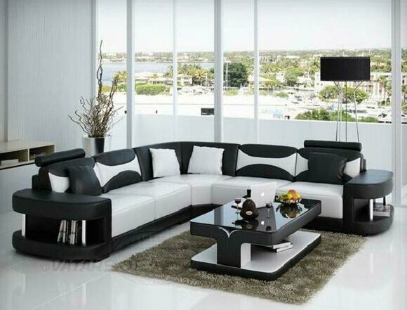 Wohnlandschaft Polster Ecke Eck Sofa Couch Garnitur Landschaft Leder von JVmoebel
