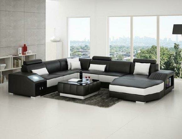 Wohnlandschaft Polster Ecke Eck Sofa Couch Garnitur Landschaft Leder von JVmoebel