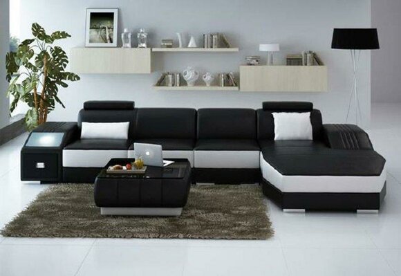 Wohnlandschaft Polster Ecke Eck Sofa Couch Garnitur Landschaft Leder von JVmoebel