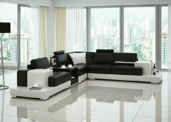 Wohnlandschaft Polster Ecke Eck Sofa Couch Garnitur Landschaft Leder von JVmoebel