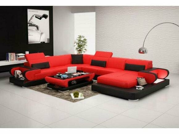 Wohnlandschaft Polster Ecke Eck Sofa Couch Garnitur Landschaft Leder von JVmoebel