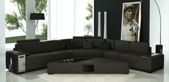 Wohnlandschaft XXL Ecksofa Stoffsofa Bigsofa Ledersofa Couch Garnitur Schwarz Lima von JVmoebel