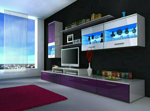 Wohnwand Beta: Variante 3 (pink / white) (KB) von JVmoebel