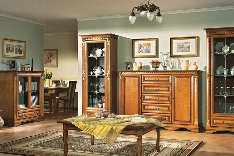 Wohnzimmer Set 4 Teilig Kommode Virtrine Sideboard Kolonial Stil Wohnwand Neu! von JVmoebel
