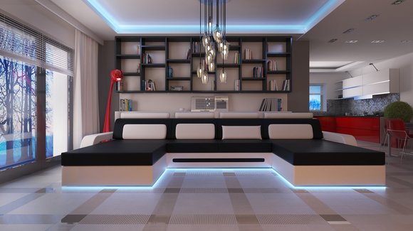 XXL BIG Wohnlandschaft U Form Ecksofa Sofa Couch Polster Garnitur Leder von JVmoebel
