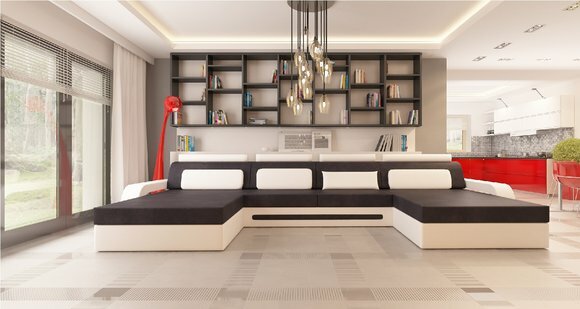 XXL BIG Wohnlandschaft U Form Ecksofa Sofa Couch Polster Garnitur Textil von JVmoebel