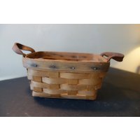 Longaberger Teekorb Korb Handarbeit Mit Leder Griffen - Signiert Db 1990- Cottage Chic Ausgefallenes Sammlerstück Ahornholz Longaberger Teekorb Korb Handarbeit Mit Leder Griffen - Signiert Db 1990- Cottage Chic Ausgefallenes Sammlerstück Ahornholz von JVoyage