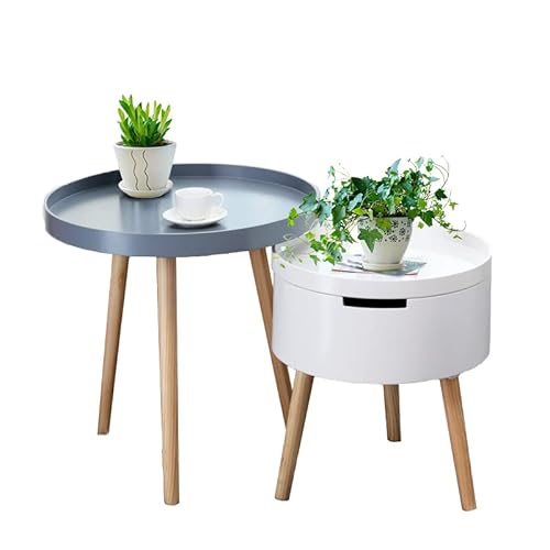 JWBXFYXW Couchtisch Wohnzimmer Mini Einfacher Kleiner runder Tisch Nachttisch Nordic Couchtisch Seitentisch Sofa Rund Kleiner Tisch Bei Tabelle (Farbe: Grau+weiß) vorhanden von JWBXFYXW