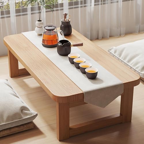 JWBXFYXW Falten Sie Fester Holzscheiben -Fenstertisch - süßer moderner, niedriger Couchtisch für & Krankenbett perfekt für Bodensitze kompakt und stilvoll (Holzfarbe) von JWBXFYXW