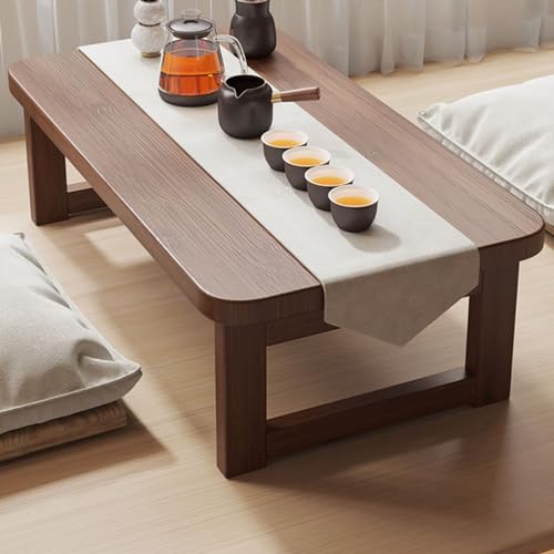 JWBXFYXW Falten Sie Fester Holzscheiben -Fenstertisch - süßer moderner niedriger Couchtisch für Bett- und Studienstil Walnuss -Finish -Kompaktdesign (120 x 48 cm) von JWBXFYXW