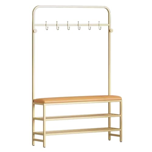 JWBXFYXW Hallbaum mit Aufbewahrungsbank und Rack -Rack Freistehender Schuhorganisator mit PU Leder -Sitzmetall -Rahmenhaken für Eingangsaufbewahrung JWBXFYXW Hallbaum mit Aufbewahrungsbank und Rack -Rack Freistehender Schuhorganisator mit PU Leder -Sitzmetall -Rahmenhaken für Eingangsaufbewahrung von JWBXFYXW