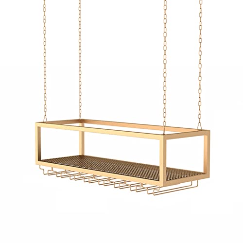 JWBXFYXW Hanging Metal Bar Wine Racks mit Champagnerglas Goblet STEMWARE Lagerregal Decken Deckenmontage Wine Flaschenhalter für Home Bar Decor Gold (120x25x20cm) von JWBXFYXW