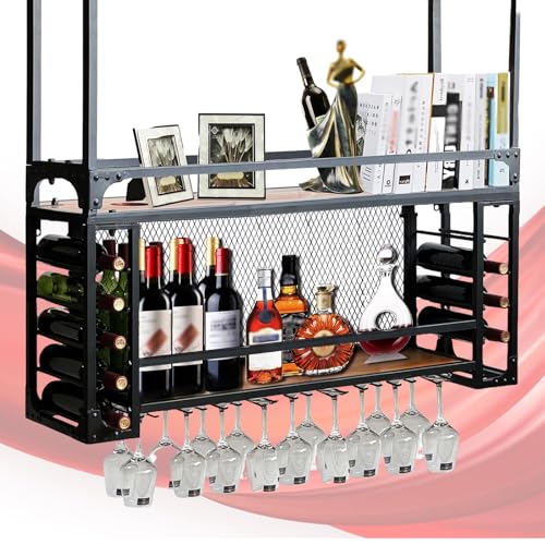 JWBXFYXW Industrial Hanging Wine Rack für Heim- und Restaurant auf den Kopf stürmen Weinflaschenhalter 65x30x50 cm Schwarzes Weinausstellungsregal JWBXFYXW Industrial Hanging Wine Rack für Heim- und Restaurant auf den Kopf stürmen Weinflaschenhalter 65x30x50 cm Schwarzes Weinausstellungsregal von JWBXFYXW