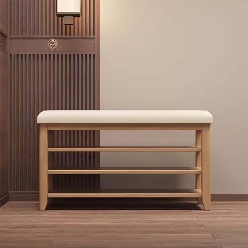 JWBXFYXW Massivholzschuh -Bench -Rack mit Aufbewahrung 47x12 x 20 Zoll Eingangsnizer mit gepolstertem Sitz und Regal ideal für den Schlafzimmerschrank und Flur von JWBXFYXW