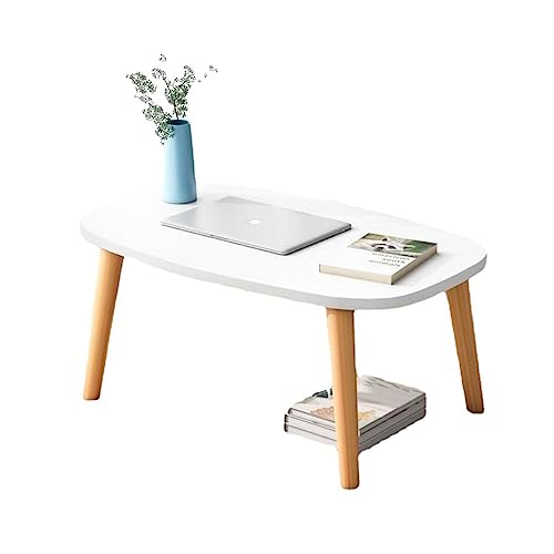 JWBXFYXW Minimalistischer japanischer Holzfalt -Kaffeetisch 60 cm niedriger Rechtecktisch für kleine Räume ideal für das Lesen der Studienarbeit - Raumsparend weißes Design von JWBXFYXW