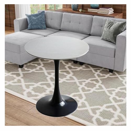 JWBXFYXW Moderner runder Tulpe Esstisch mit Granitoberteil - 70 cm Metallpodest graues Finish perfekt für Küchen Esstisch Couchtisch zeitgenössische Freizeitdesign von JWBXFYXW