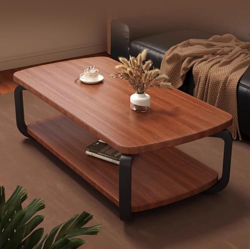 JWBXFYXW Moderner rustikaler Rechteck -Kaffeetisch mit Lagerung - Holzhaus -Center -Tisch für Wohnzimmer Schlafzimmer Büro - Stylish Clear Design (100x50x42 cm) von JWBXFYXW