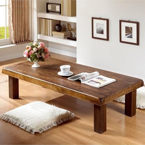 JWBXFYXW Rustikaler Kaffeetisch Vintage Farmhouse Center Tisch für Wohnzimmer Retro rechteckiger Esstisch Antiquen Endtisch (braun 100 cm) - Perfekt für Wohnkultur von JWBXFYXW