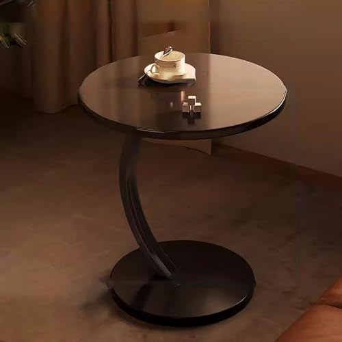 JWBXFYXW Stilvoller runder Couchtisch - Holzhausdesign mit Faux Marmor Top Leicht und leicht zu versammeln, perfekt für kleine Räume im Schlafzimmer oder Büro im Wohnzimmer (schwarz) von JWBXFYXW