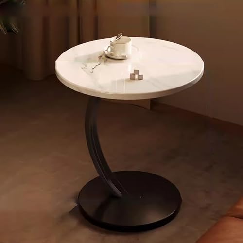 JWBXFYXW Weißer runder Couchtisch - Holzhausdesign mit Kunstmarmortextur - Einfach zu bewegen und zusammenzubauen für kleine Räume - ideal für das Büro im Schlafzimmer im Wohnzimmer von JWBXFYXW