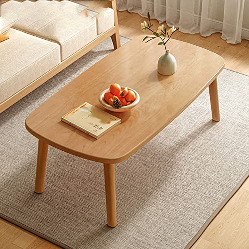 Moderne hölzerne Faltbare Couchtisch für Wohnzimmer - länglicher Sofa Beistelltisch mit massiven Holzbeinen tragbarer Mitteltea Tisch für kleine Räume 3 Farben erhältlich (warme weiße Größe: B -8) von JWBXFYXW