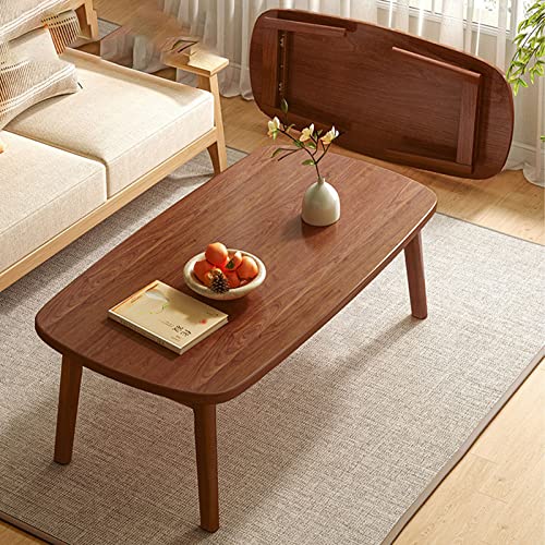 Moderne hölzerne Faltbare Couchtisch für Wohnzimmer - länglicher Sofa Beistelltisch mit massiven Holzbeinen tragbarer Mitteltea Tisch für kleine Räume 3 Farben erhältlich (warme weiße Größe: B -8) von JWBXFYXW