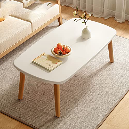 Moderne hölzerne Faltbare Couchtisch für Wohnzimmer - länglicher Sofa Beistelltisch mit massiven Holzbeinen tragbarer Mitteltea Tisch für kleine Räume 3 Farben erhältlich (warme weiße Größe: B -8) von JWBXFYXW