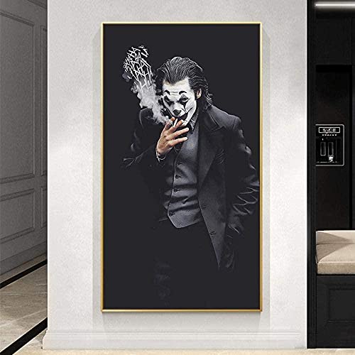 Joker Portrait Poster und Print Movie Comics Joker Canvas Malerei Wandkunst Bild für Wohnzimmerdekoration-60x120cm-Kein Rahmen Uptodate von JWCN