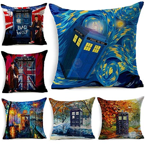 JWEK Kissenbezug 6 sätze von Sofa Umarmung Kissenbezug leinen Doctor who Kissen Auto Sofa Abdeckung dekorative Kissenbezug Herbst Dekoration 45x45 cm von JWEK